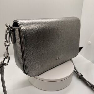 Ralph Lauren Spazzolato Carmen Crossbody Handbag in Metallic Grey